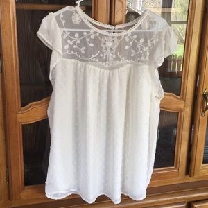 Ivory sheer detail Plus size top